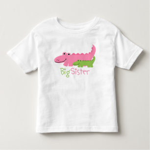 Roze en groene alligators Big Sister Kinder Shirts