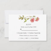 Roze en groene anjers waterverf bruiloft RSVP kaartje (Voorkant)