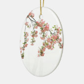 Roze en groene appelbloesems keramisch ornament (Links)