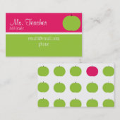 Roze en groene Apple-docent Business-kaarten Visitekaartje (Voorkant / Achterkant)