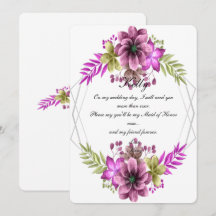 Roze En Groene Aquarel Bloemstuk Bruidsmeisje