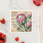  roze en groene aquarel Protea Découpage Servet (Insitu)