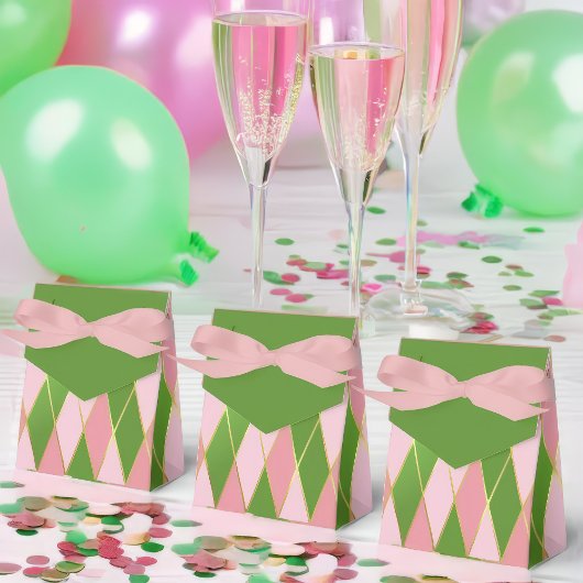 roze en groene argyle bedankdoosjes