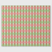 Roze en groene argyle cadeaupapier (Vlak)