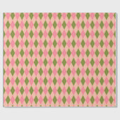  roze en groene Argyle Diamond Pattern Cadeaupapier (Vlak)