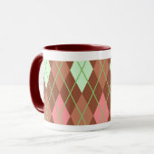 Roze en groene Argyle en Tartan Plaid Mok (Voorkant links)