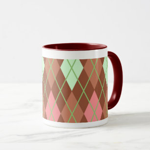 Roze en groene Argyle en Tartan Plaid Mok