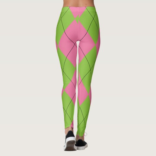 Roze en Groene Argyle Leggings (Achterkant)