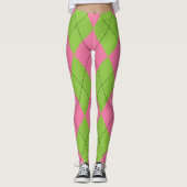 Roze en Groene Argyle Leggings (Voorkant)