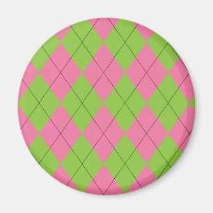 Roze en Groene Argyle Magneet