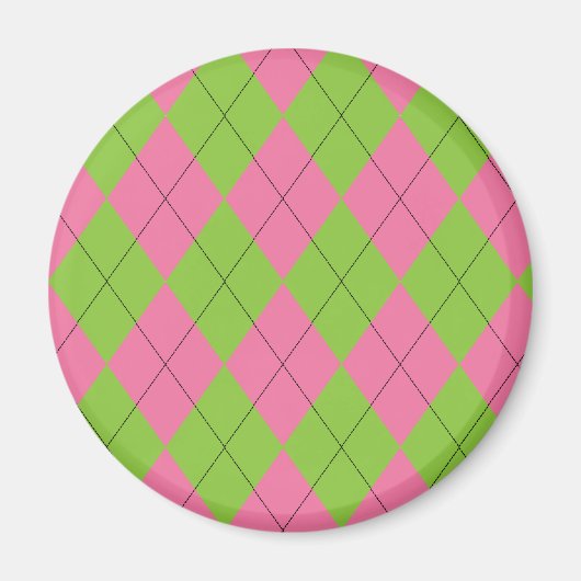 Roze en Groene Argyle Magneet (Voorkant)