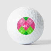 Roze en Groene Argyle met Wit Stikkend Golfballen (Voorkant)
