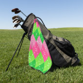 Roze en Groene Argyle met Wit Stikkend Golfhanddoek (Groen)
