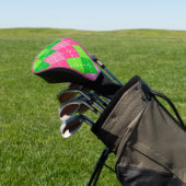 Roze en Groene Argyle met Wit Stikkend Golfheadcover (Insitu)