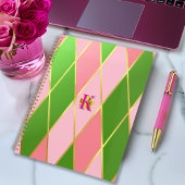 Roze en groene argyle monogram planner