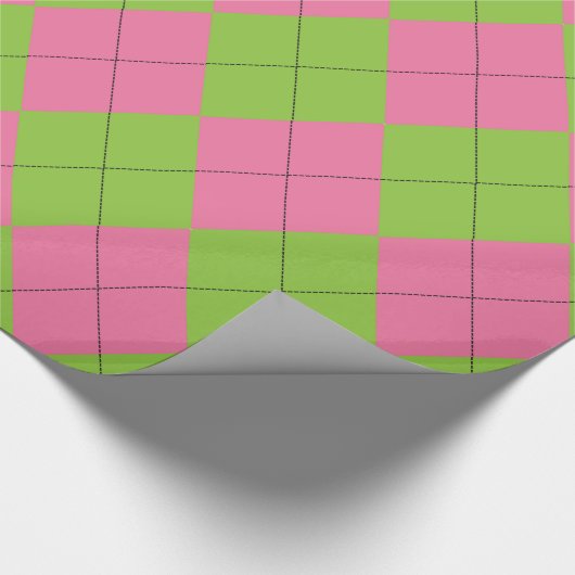 Roze en Groene Argyle Patroon Cadeaupapier (Hoek)