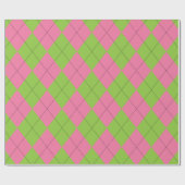 Roze en Groene Argyle Patroon Cadeaupapier (Vlak)