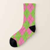 Roze en Groene Argyle Patroon Sokken (Links - buitenkant)