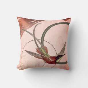 Roze en groene artistieke Hummingbird Design Kussen