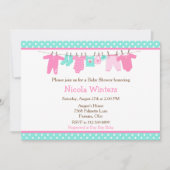 Roze en Groene Baby Baby shower Kaart (Voorkant)