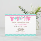 Roze en Groene Baby Baby shower Kaart (Staand voorkant)