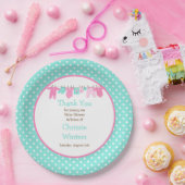 Roze en Groene Baby Baby shower Papieren Bordje (Feest)