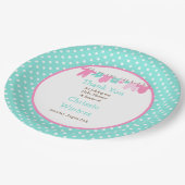 Roze en Groene Baby Baby shower Papieren Bordje (Gekanteld)