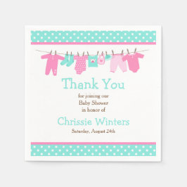 Roze en Groene Baby Baby shower Servet