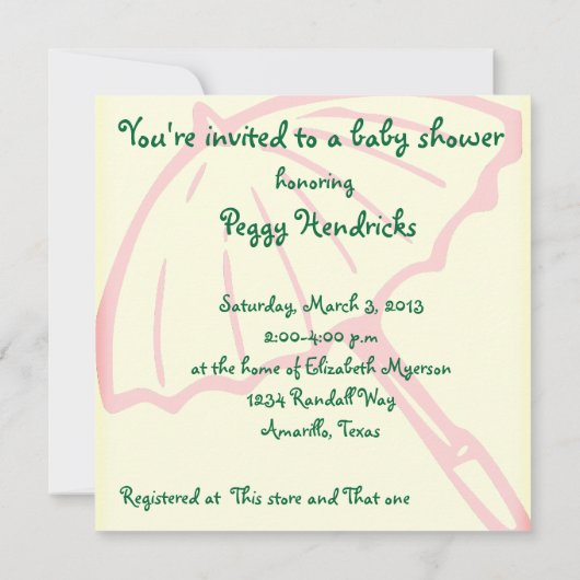 Roze en groene Baby shower Kaart (Achterkant)