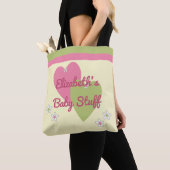 Roze en groene babymeisjes met een naam voor speel tote bag (Dichtbij)