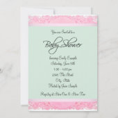 Roze en groene babyshower kaart (Achterkant)