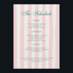 Roze en groene Bachelorette Weekend Route Programmakaart<br><div class="desc">Bachelorette weekend route of tijdlijn met roze strepen en luxe lettertypen.</div>