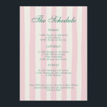 Roze en groene Bachelorette Weekend Route Programmakaart<br><div class="desc">Bachelorette weekend route of tijdlijn met roze strepen en luxe lettertypen.</div>
