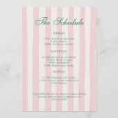 Roze en groene Bachelorette Weekend Route Programmakaart (Voorkant)