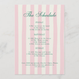 Roze en groene Bachelorette Weekend Route Programmakaart