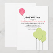 Roze en groene ballonnen die weggaan kaart (Voorkant / Achterkant)