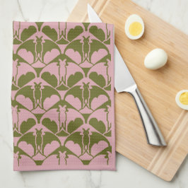 Roze en groene Batty keukendoek Theedoek
