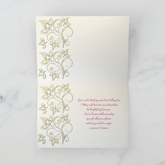 Roze en groene bedankkaart (Binnen)