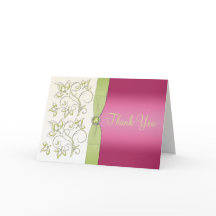 Roze en groene bedankkaart