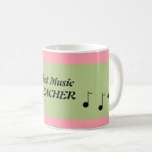 Roze en groene beste muziekleraar koffiemok (Voorkant rechts)
