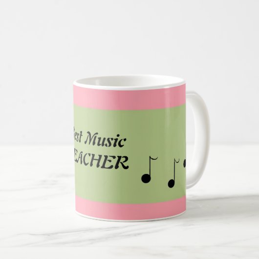 Roze en groene beste muziekleraar koffiemok (Voorkant rechts)