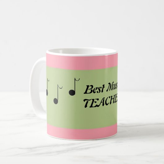 Roze en groene beste muziekleraar koffiemok (Voorkant links)