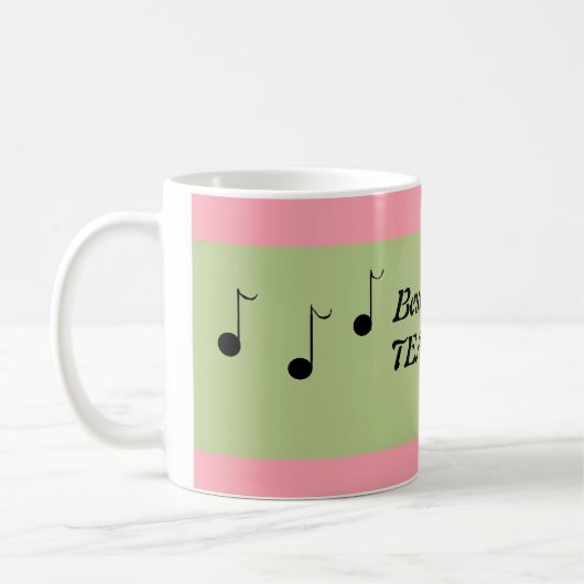 Roze en groene beste muziekleraar koffiemok (Links)