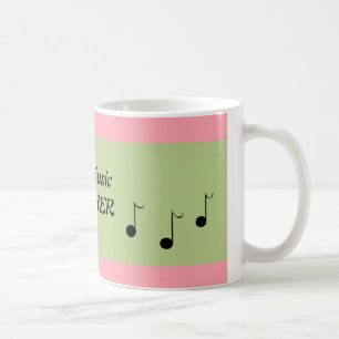 Roze en groene beste muziekleraar koffiemok
