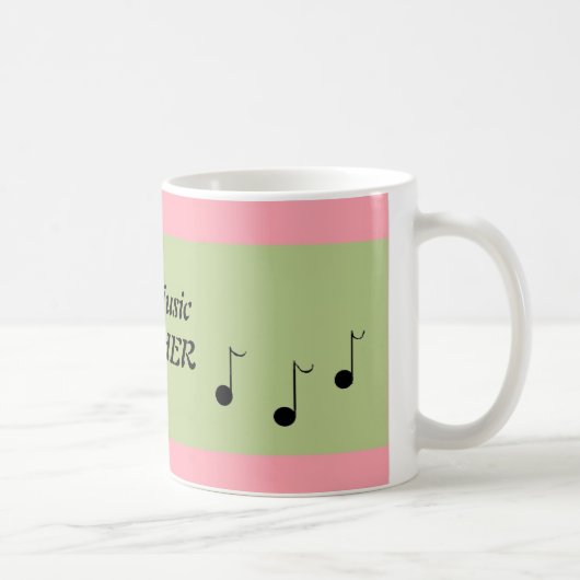 Roze en groene beste muziekleraar koffiemok (Rechts)