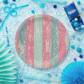 Roze en groene bijtende omheining papieren bordje (Feest)