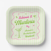 Roze en groene bikinibroeken en Martins vrijgezell Papieren Bordje (Voorkant)