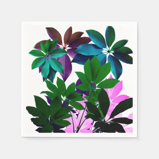 Roze en groene bladeren Cocktail Napkin Servet (Voorkant)