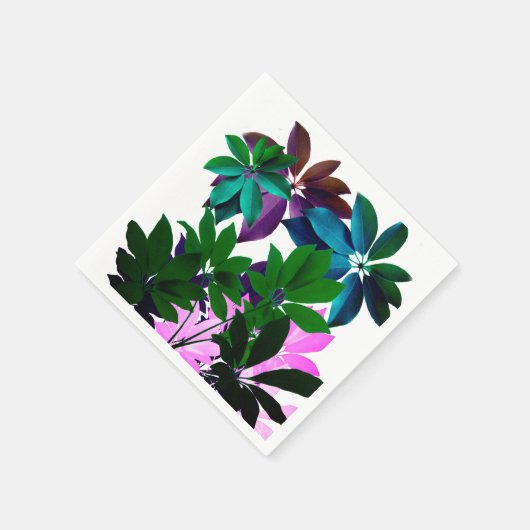 Roze en groene bladeren Cocktail Napkin Servet (Hoek)