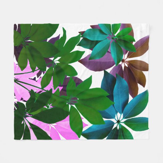 Roze en groene bladeren Kunstvlindervlek Fleece Deken (Voorkant (Horizontaal))